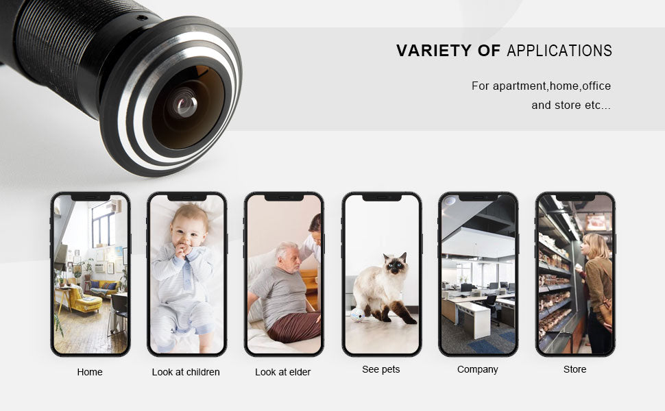 1080P Upgrade Door Eye Viewer Camera WiFi,180° Wide Angle Door Peephole Camera with Motion Detection,2M USB Cable and DC 5V Power Included,Easy to Connect Via Tuya Smart APP