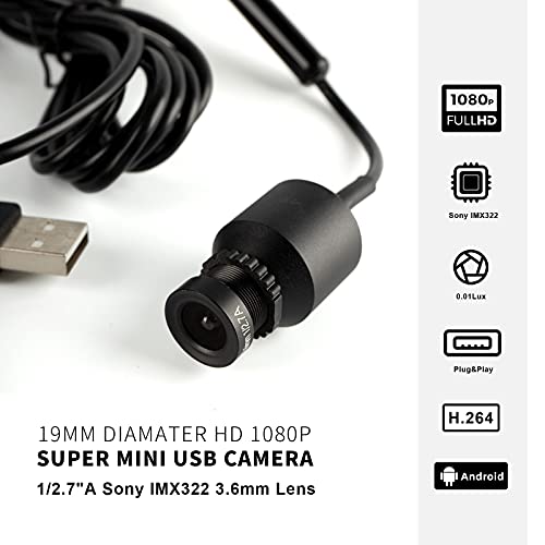 STINYTECH 19 mm Durchmesser HD 1080P Super Mini USB-Kamera UVC 2.0MP Webcam Windows-PC verwendet für Bankautomaten Heimsicherheit 3,6 mm Objektiv USB 2.0 Ladegerät Webkameras 